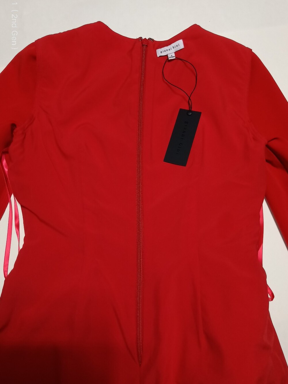Gianni Bini Red Long-Sleeve Mini Dress with Side Rosette Detail Size 4 - Picture 11 of 16
